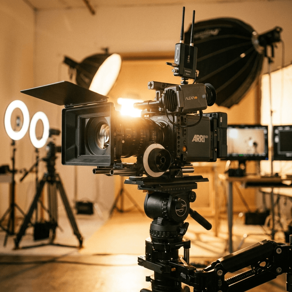Professional video production shoot.
